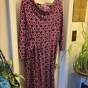 NY Collection Geometric Long Sleeve Dress